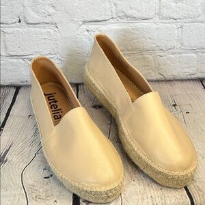 *Jutelia beige leather espadrilles
